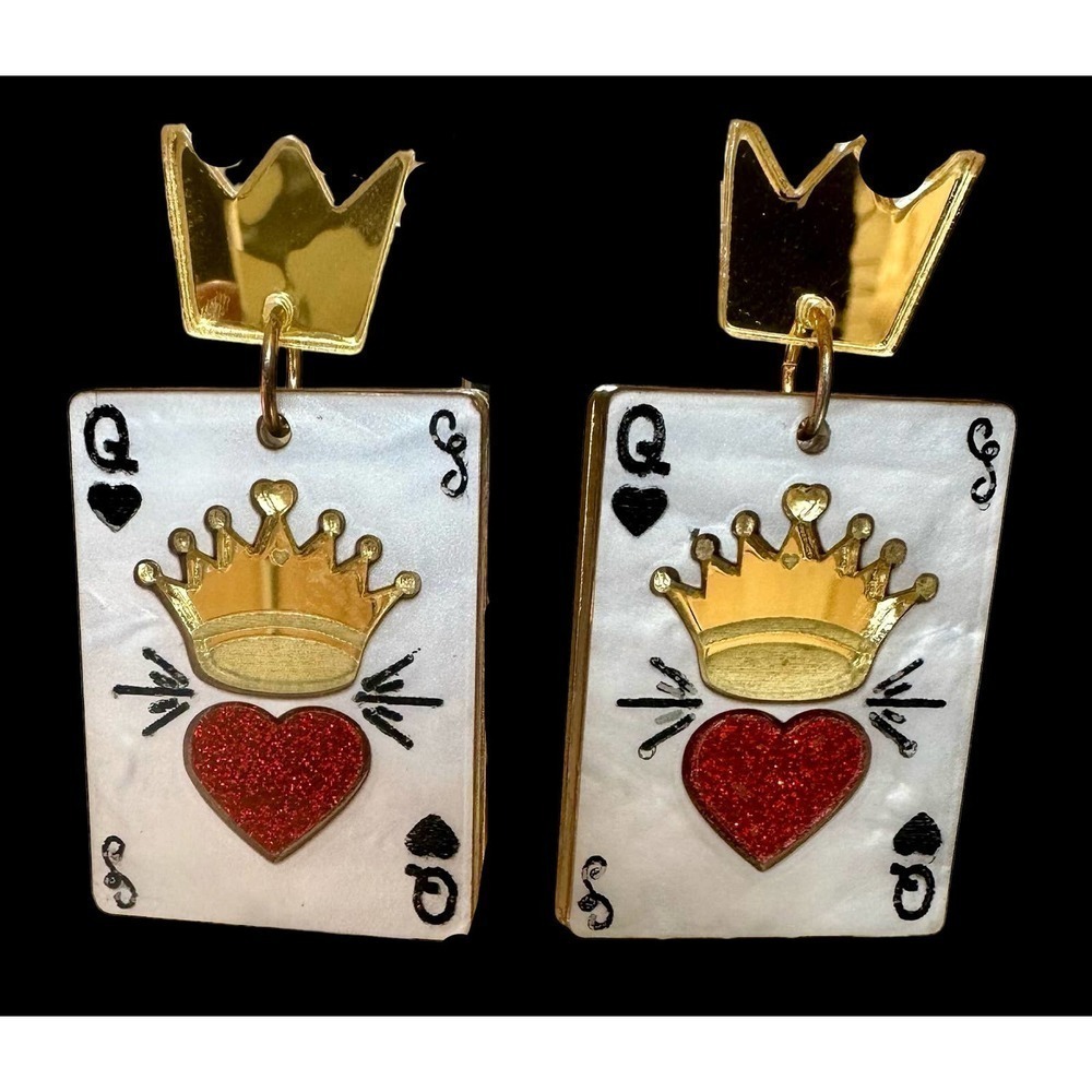 Queen of Hearts Playing‎ Card Earrings